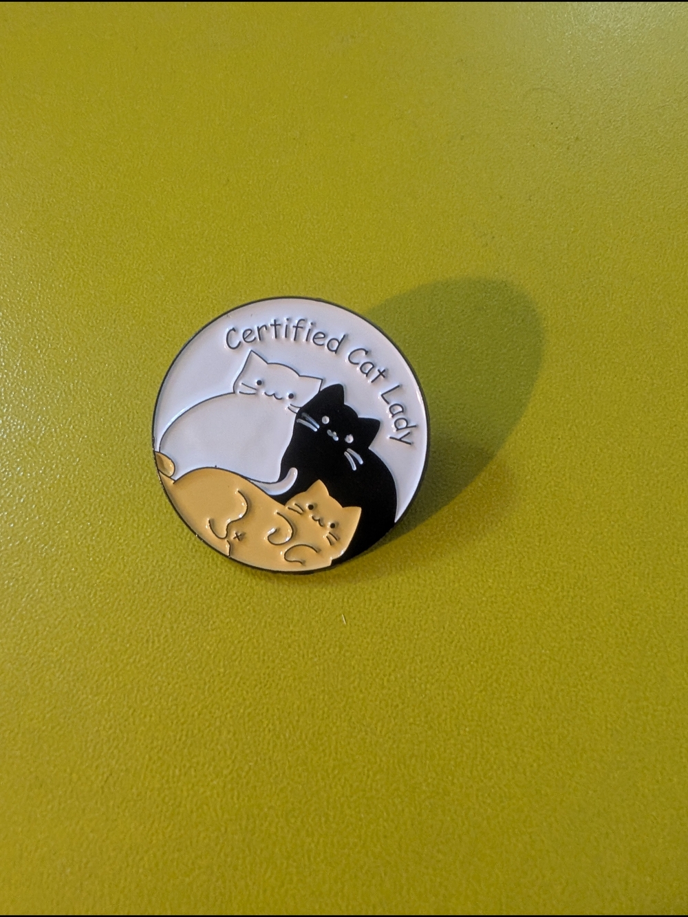 "Certified Cat Lady" Enamel Pin - White, Black & Orange Cat Design 😺 🐾